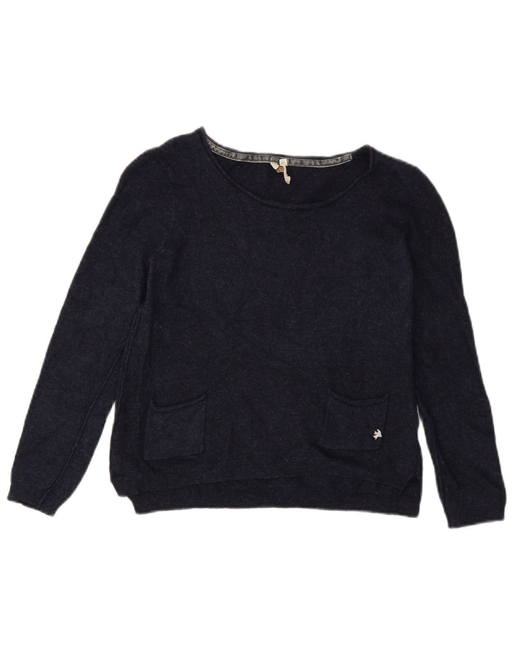 White Stuff Γυναικείο Crop Boat Neck Jumper πουλόβερ UK 12 Medium Navy Blue