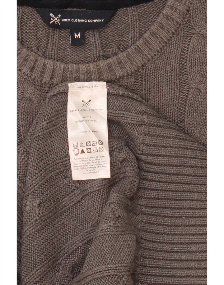 Crew Clothing Ανδρικό πουλόβερ με λαιμόκαυστο, μεσαίο γκρι βαμβακερό