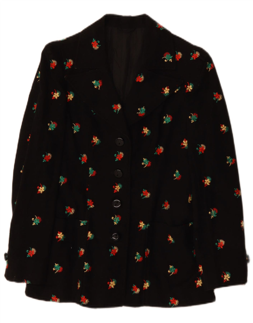 VINTAGE Γυναικείο σακάκι blazer UK 10 Small Black Floral