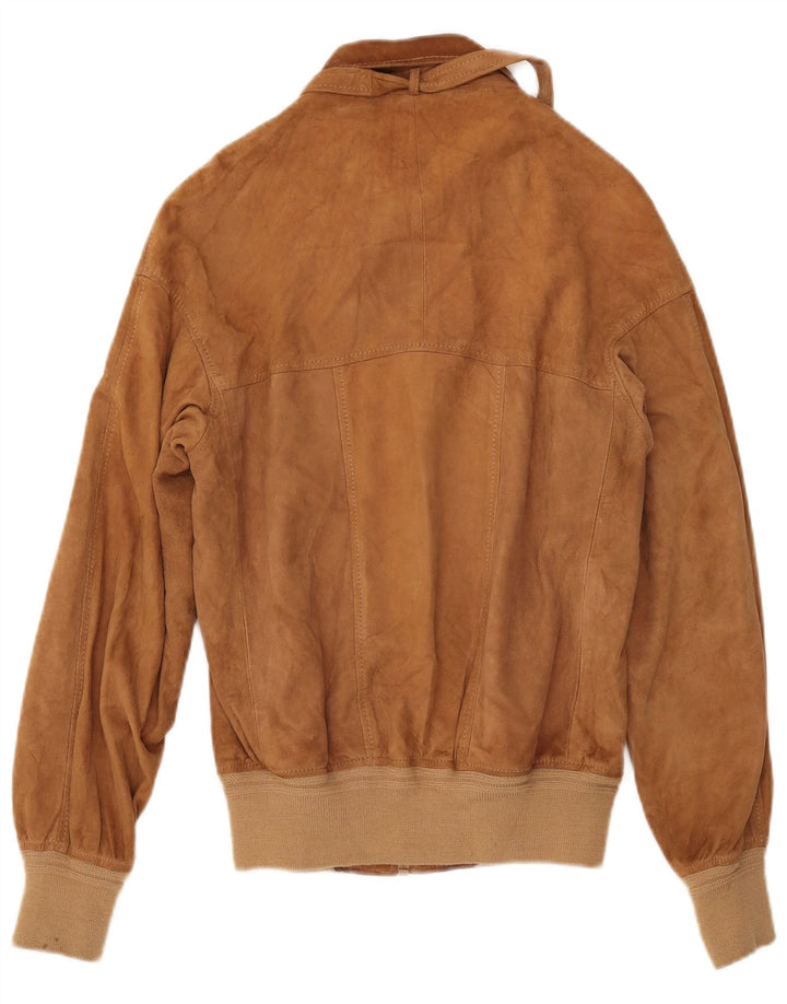 VINTAGE Γυναικείο Suede Bomber Jacket IT 44 Δερμάτινο μεσαίο καφέ