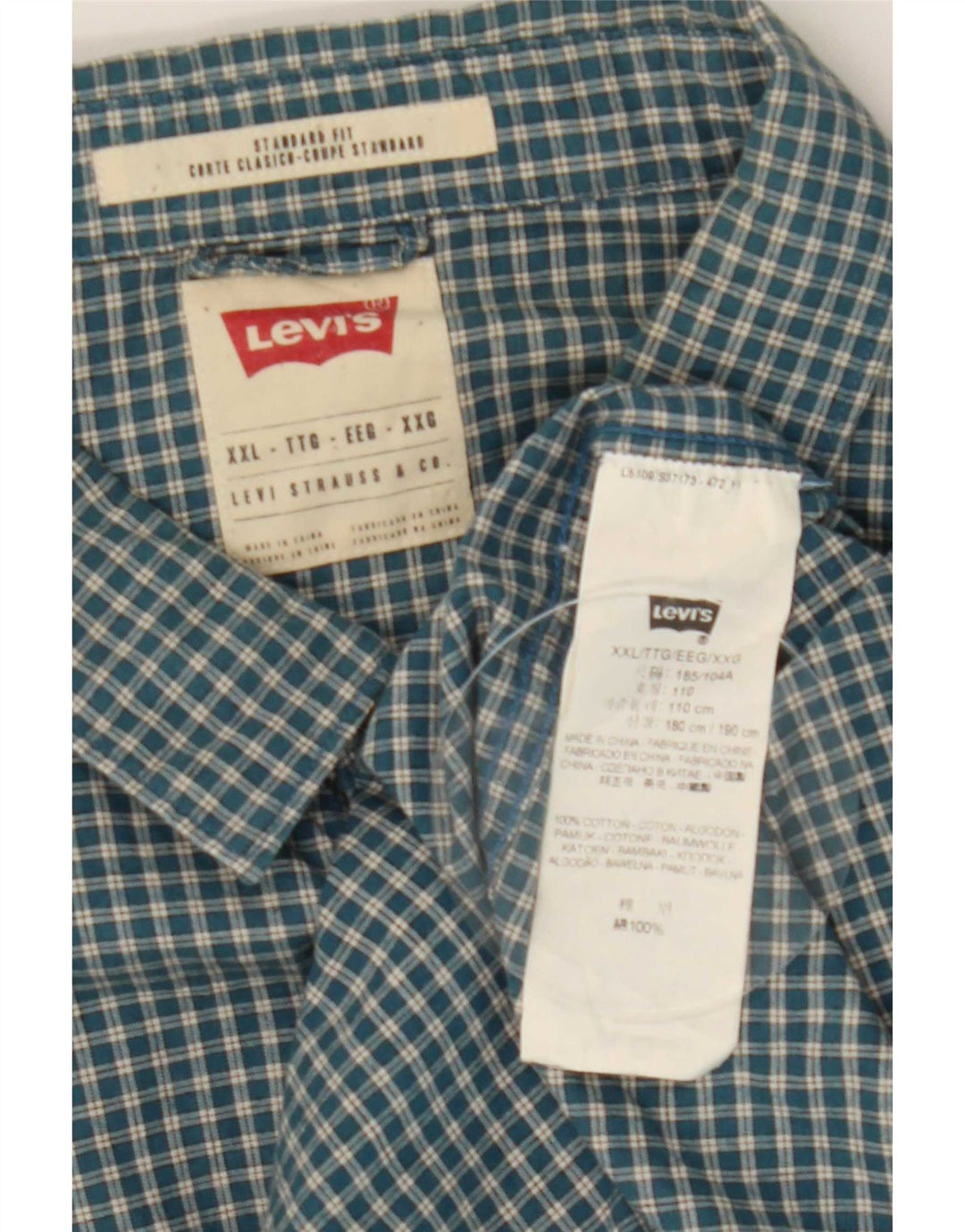Ανδρικό πουκάμισο Levi's Standard Fit 2XL Blue Check Cotton