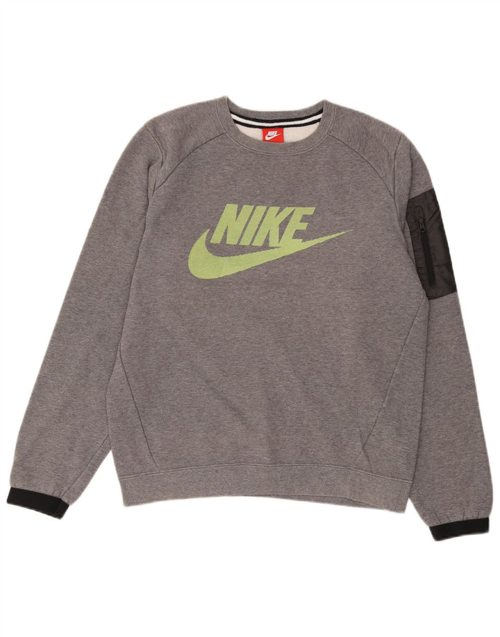 Ανδρικό γραφικό φούτερ NIKE Jumper Small Grey Colourblock Βαμβακερό