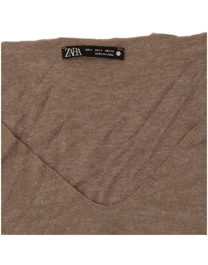 Γυναικείο πουλόβερ ZARA με V λαιμόκοψη UK 10 Small Grey
