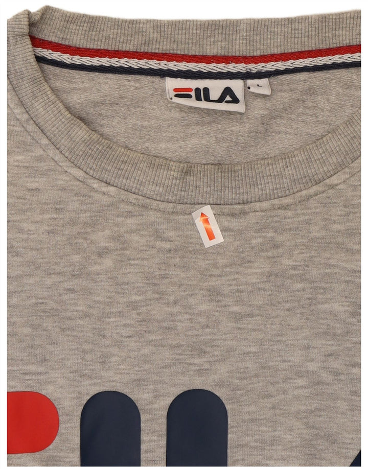 FILA Mens Graphic Sweatshirt Jumper Large Grey Cotton