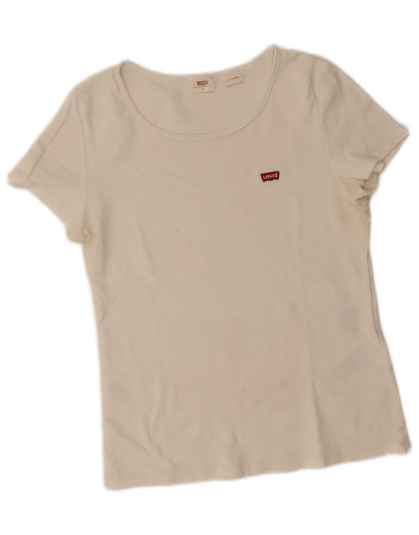 Γυναικείο T-Shirt Levi's Top UK 12 μεσαίο λευκό βαμβακερό