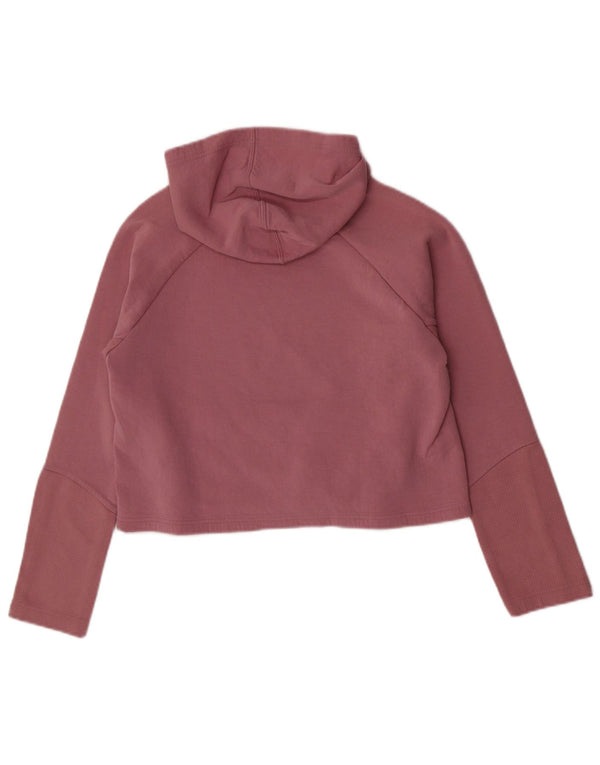 Puma Womens Crop Hoodie Jumper UK 14 Medium Pink Cotton