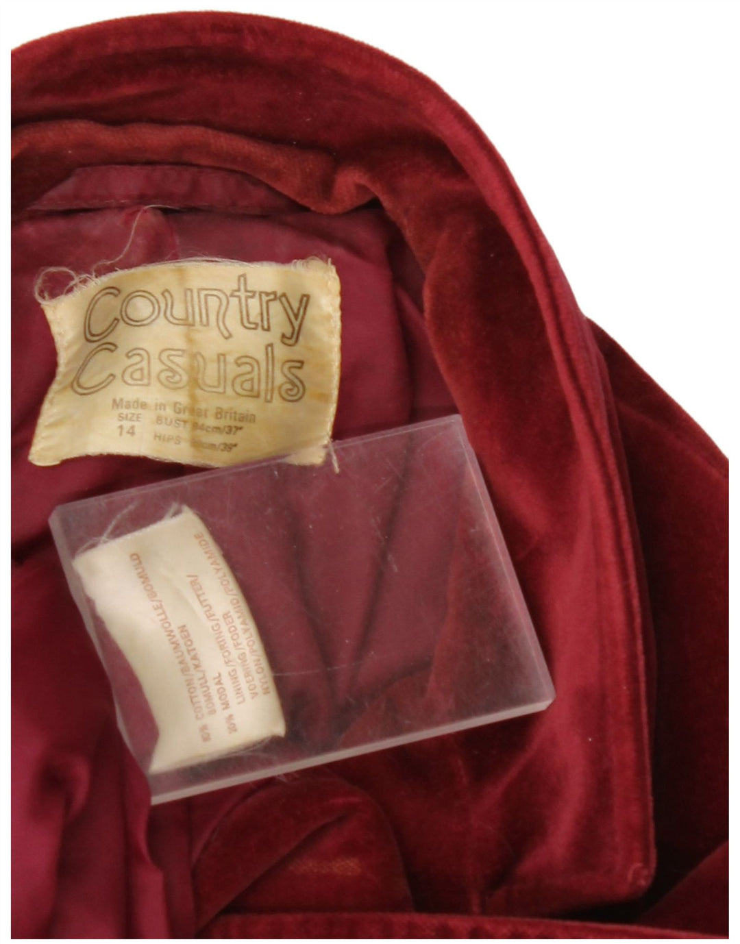 COUNTRY CASUALS Γυναικείο βελούδινο σακάκι 2 κουμπιών UK 14 μεγάλο μπορντό