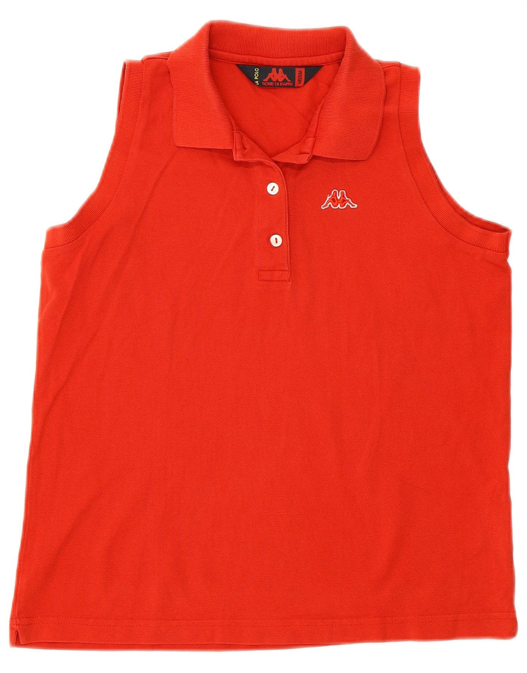 KAPPA Γυναικείο Αμάνικο Πόλο Μπλουζάκι UK 14 Μεσαίο κόκκινο βαμβακερό