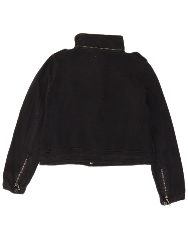 Hurley Womens Crop Military Bomber Jacket UK 14 Medium Black Cotton
