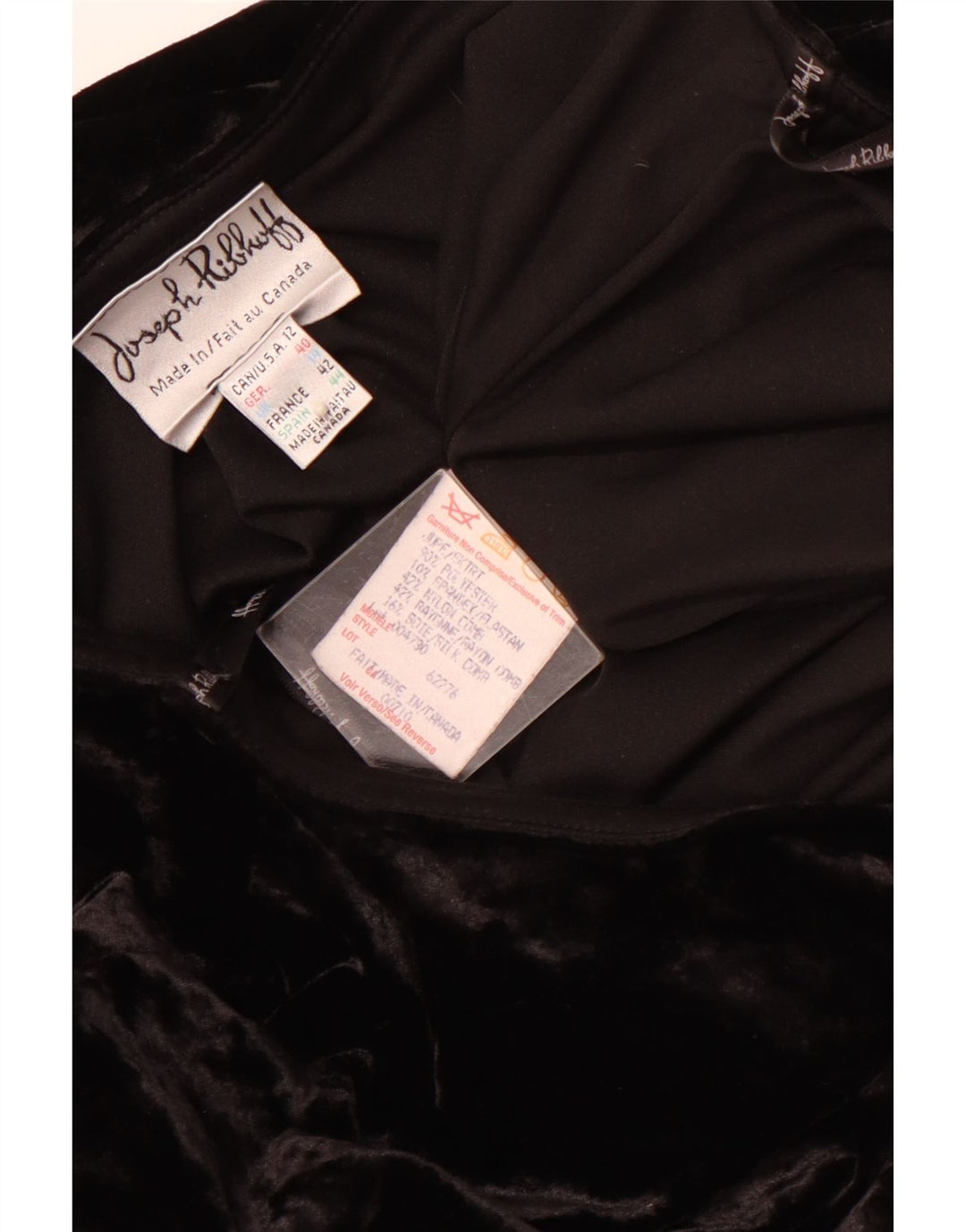 JOSEPH RIBKOFF Γυναικεία βελούδινη τρομπέτα UK 14 Μεγάλη W30 Μαύρο Πολυεστέρας