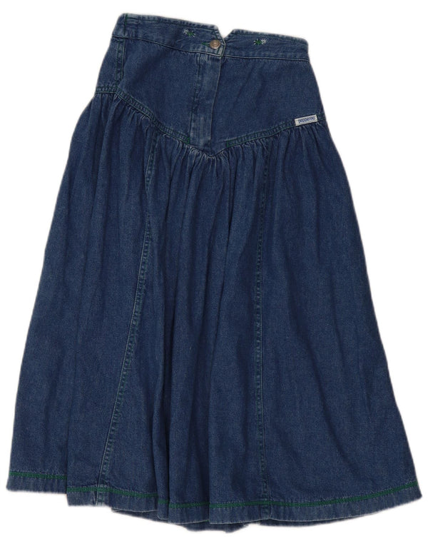 PEPPERINO Womens High Waist Denim Skirt UK 12 Medium W24  Blue Floral
