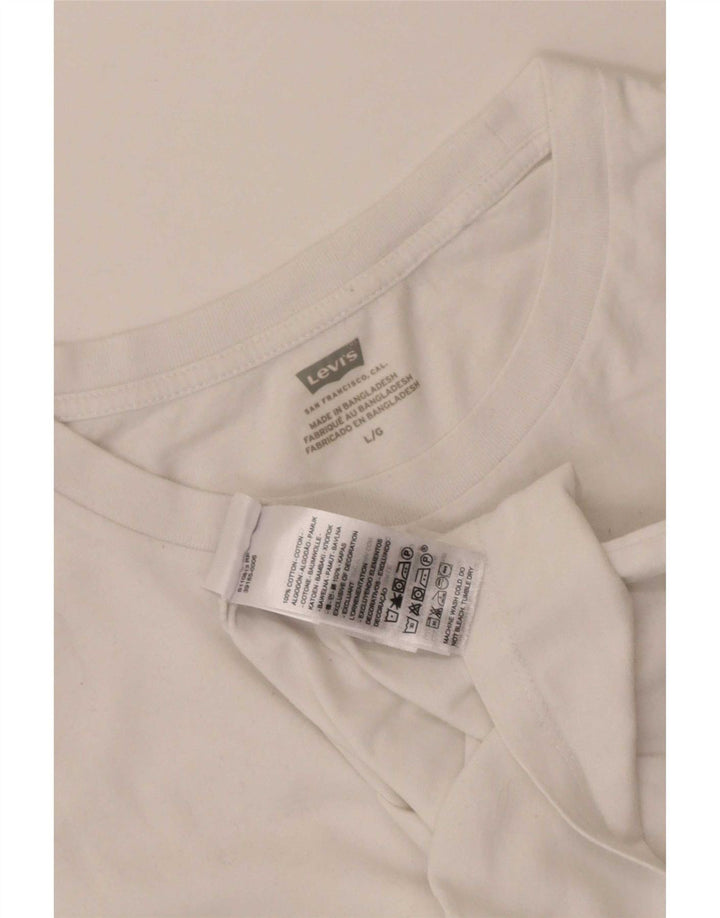 Γυναικείο T-Shirt Levi's Top UK 16 μεγάλο λευκό βαμβακερό