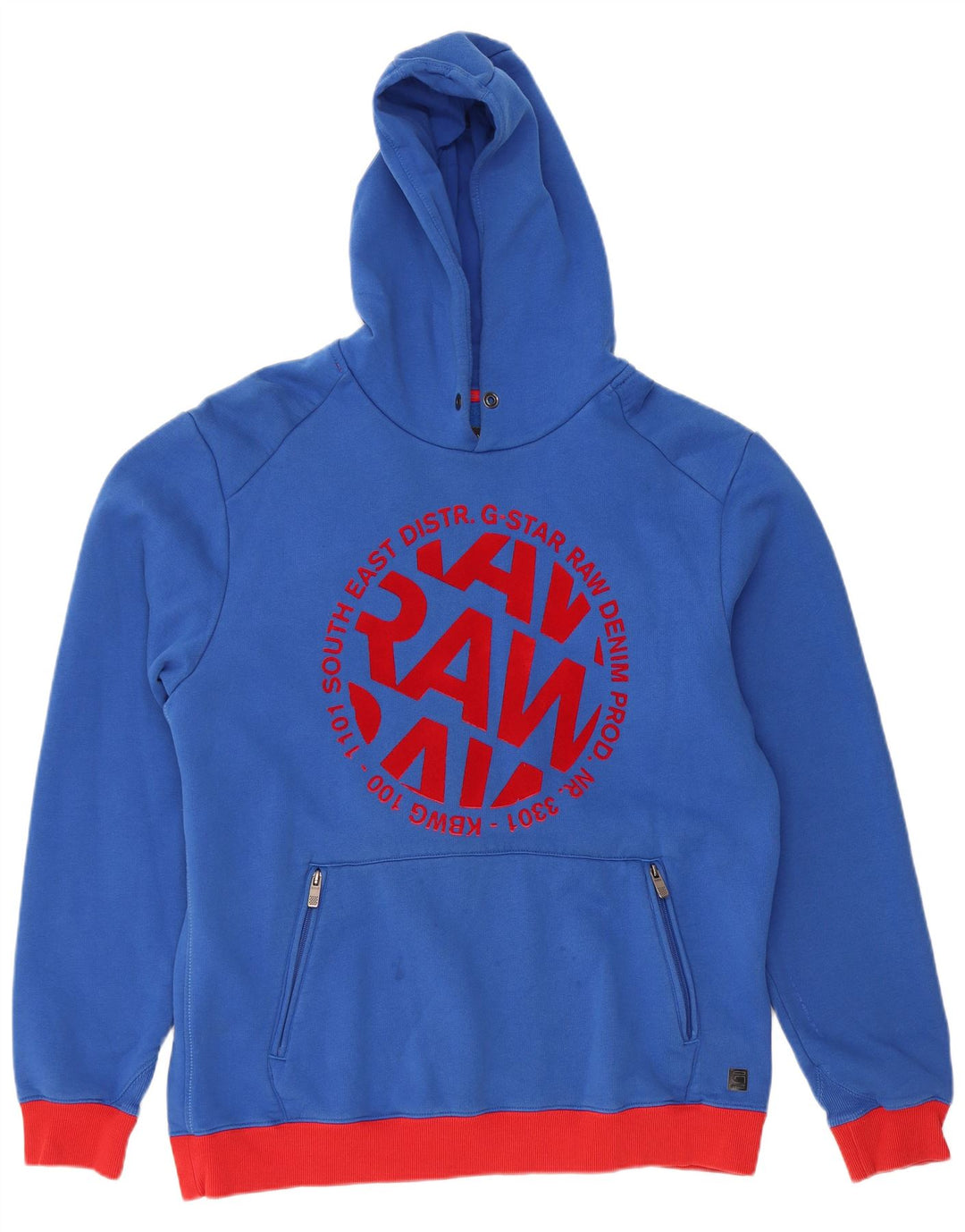 G-STAR Ανδρικό γραφικό μπλουζάκι με κουκούλα 2XL Μπλε βαμβακερό