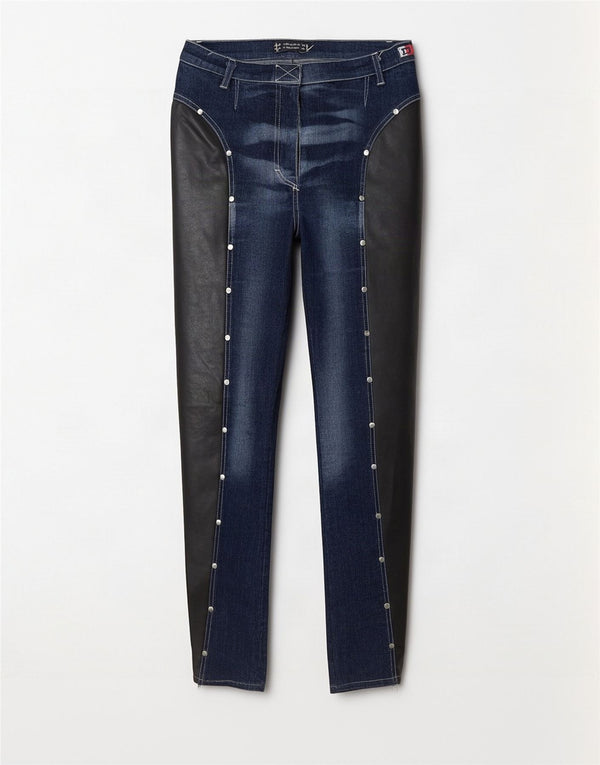 Vintage γυναικείο στενό τζιν Small W26 L31 Navy Blue Colorblock Βαμβακερό