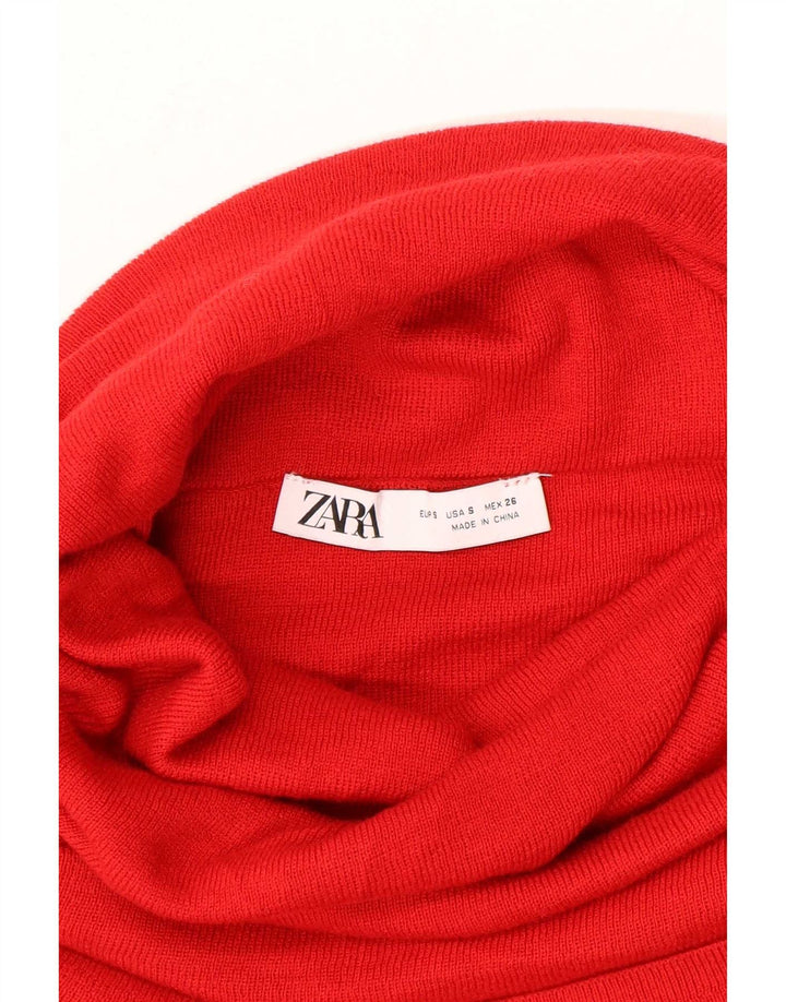 Zara Γυναικείο πουλόβερ με ρολό λαιμόκοψη UK 8 Small κόκκινο