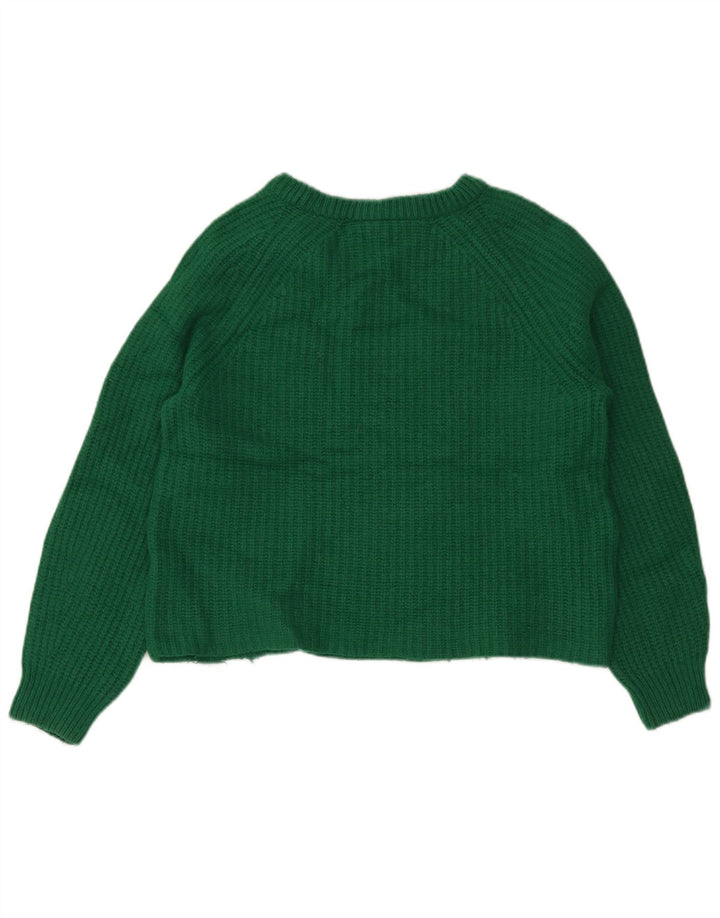 BARBOUR Γυναικείο Crop Boat Neck Jumper UK 12 Medium Green Wool