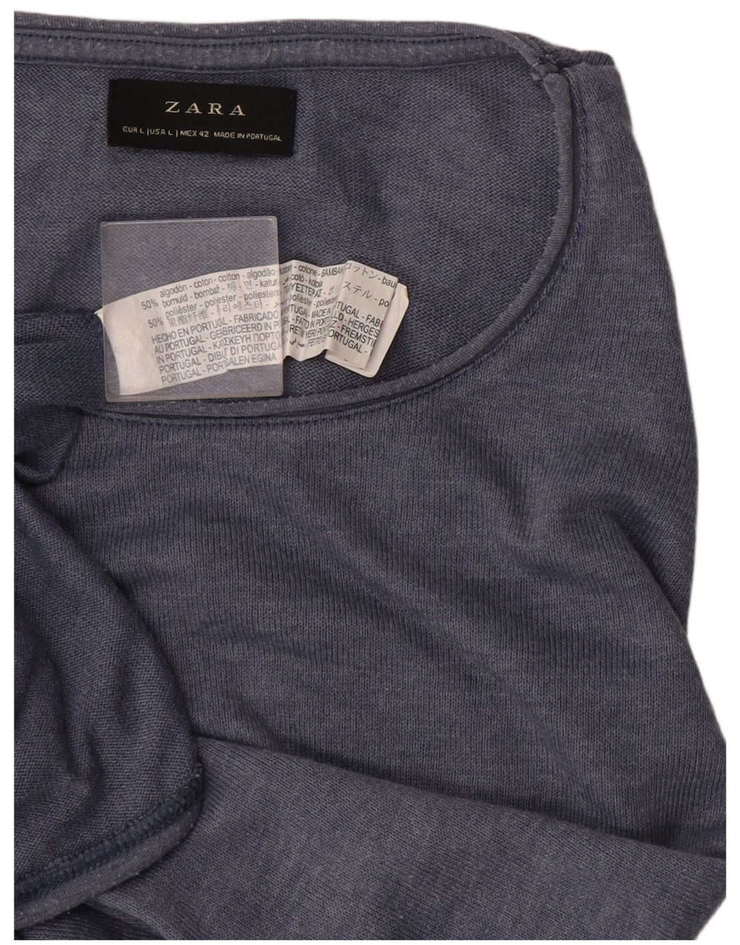 Zara Ανδρικό T-Shirt Top μεγάλο μπλε βαμβακερό