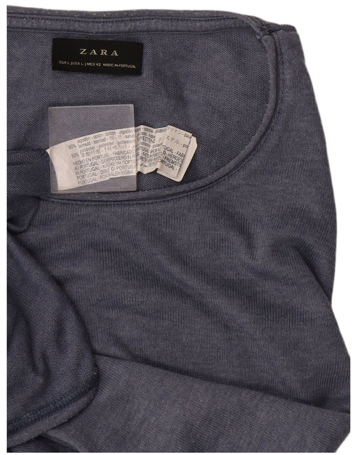 Zara Ανδρικό T-Shirt Top μεγάλο μπλε βαμβακερό