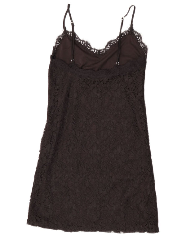 Zara Γυναικείο δαντελένιο φόρεμα UK 8 Small Black Floral