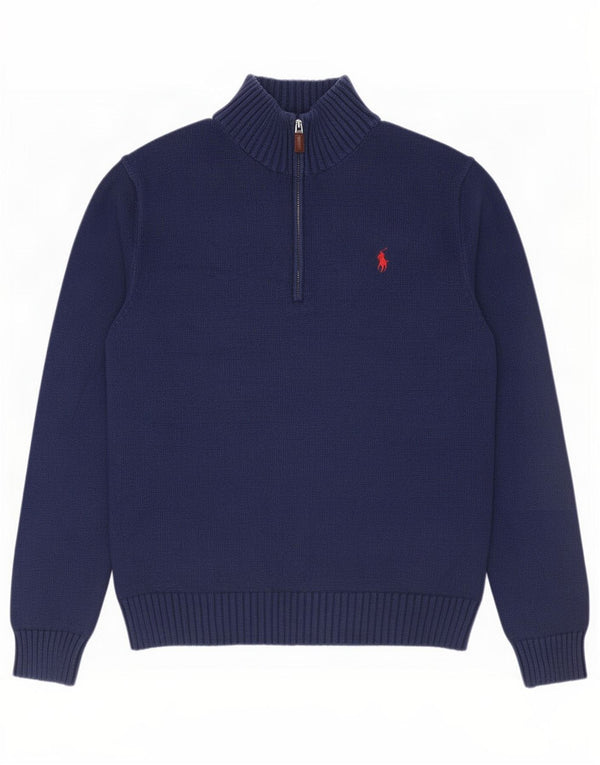 Polo Ralph Lauren Ανδρικό πουλόβερ με φερμουάρ, μεσαίο μπλε βαμβακερό