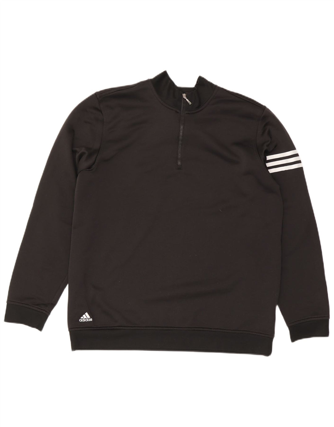 Ανδρικό φούτερ ADIDAS Climalite με φερμουάρ με λαιμόκοψη, μαύρο πολυεστέρα