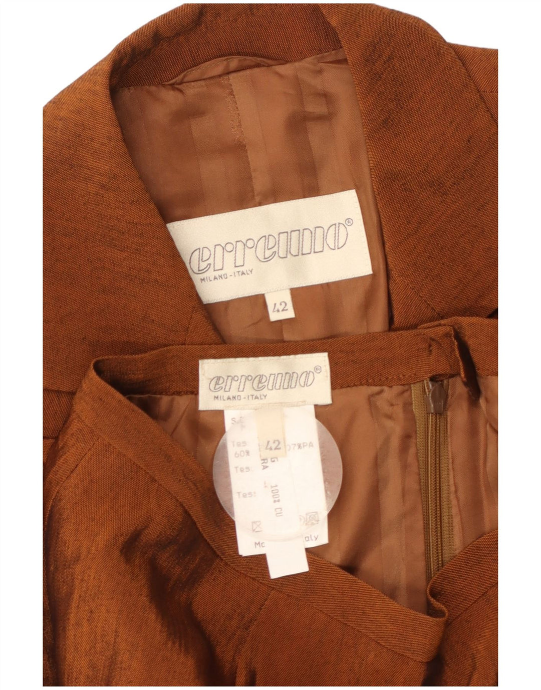 Erreuno Γυναικείο Σετ Φούστας 1 Κουμπιού 2 τεμαχίων IT 42 Medium W26 Brown Acetate