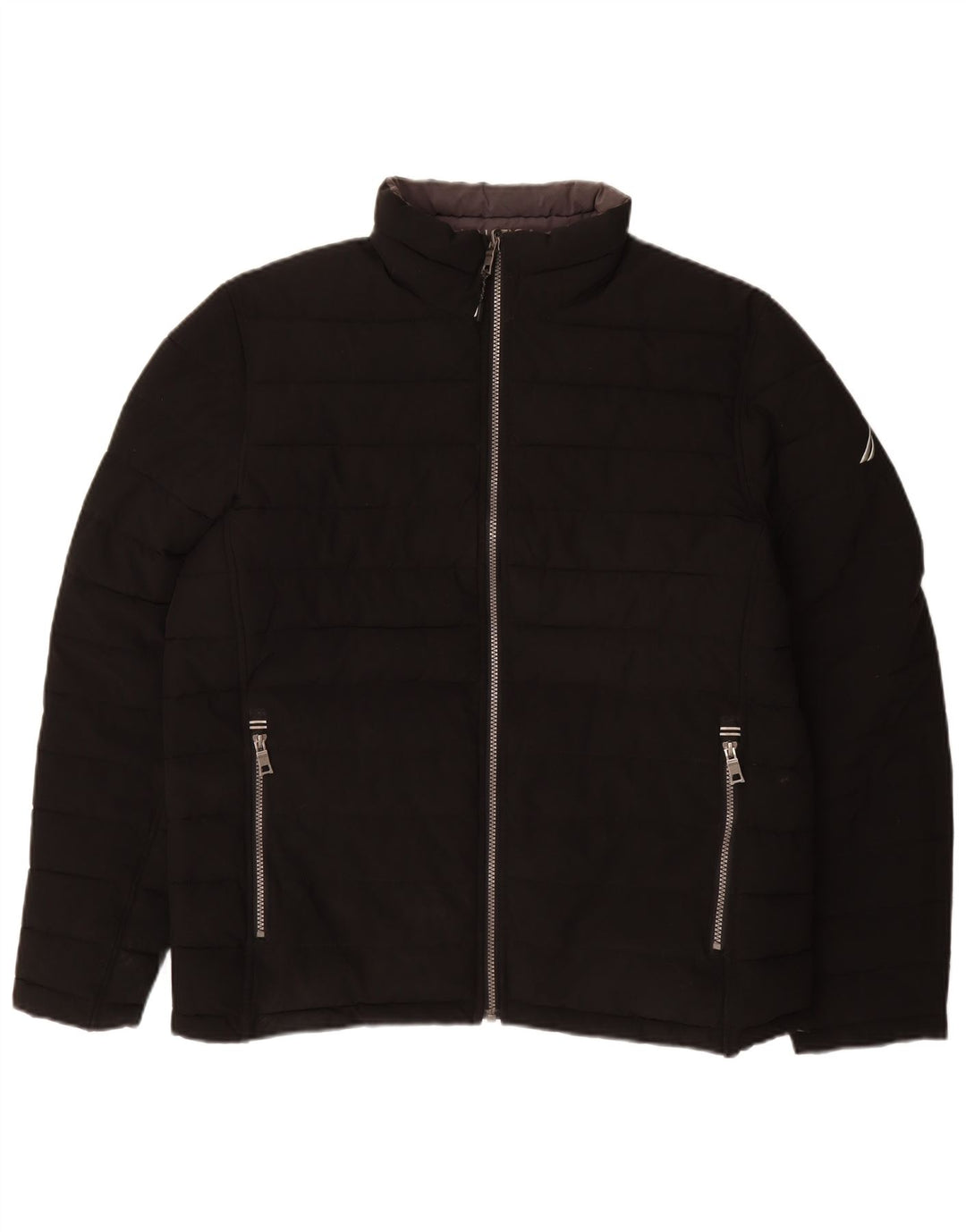 NAUTICA Ανδρικό αναστρέψιμο μπουφάν με επένδυση UK 40 μεγάλο μαύρο πολυεστέρα