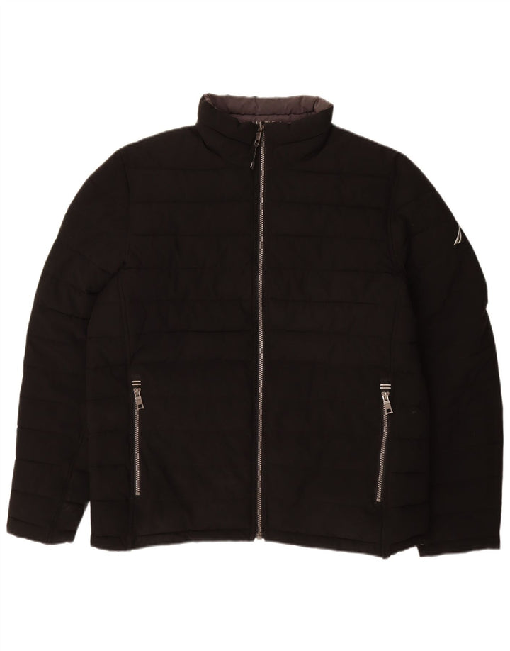 NAUTICA Ανδρικό αναστρέψιμο μπουφάν με επένδυση UK 40 μεγάλο μαύρο πολυεστέρα