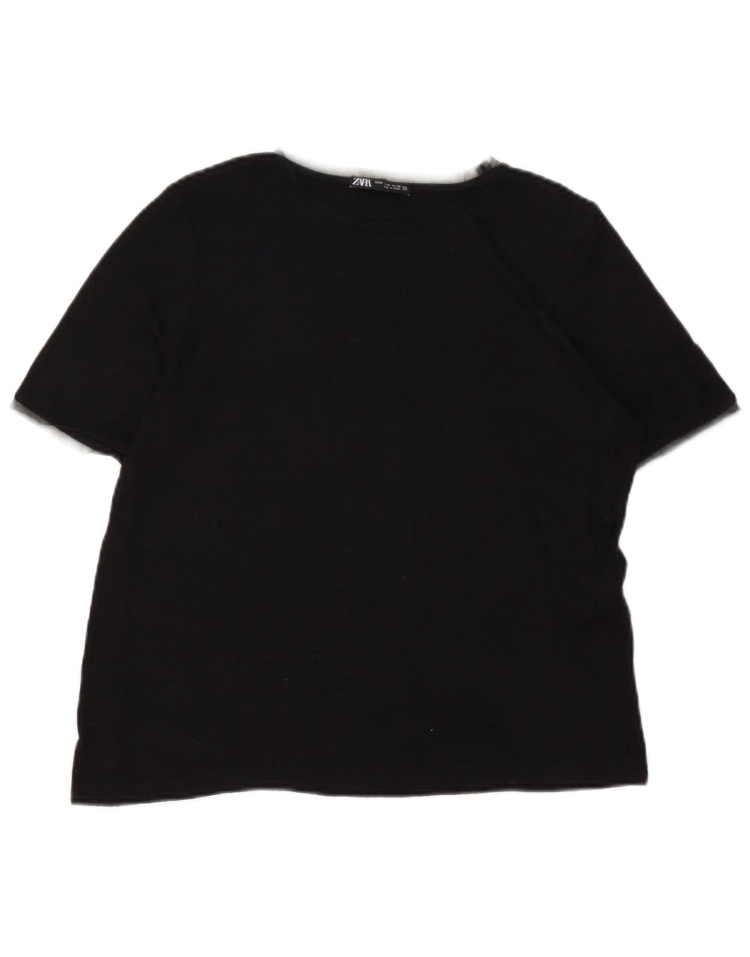 Zara Γυναικείο T-Shirt Top UK 12 Medium Black Viscose