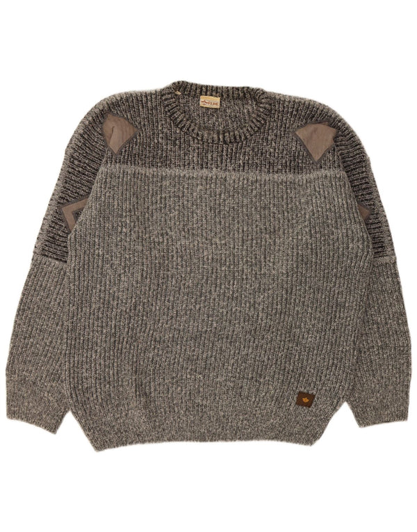 FIUME Ανδρικό πουλόβερ με λαιμόκοψη 2XL γκρι ακρυλικό