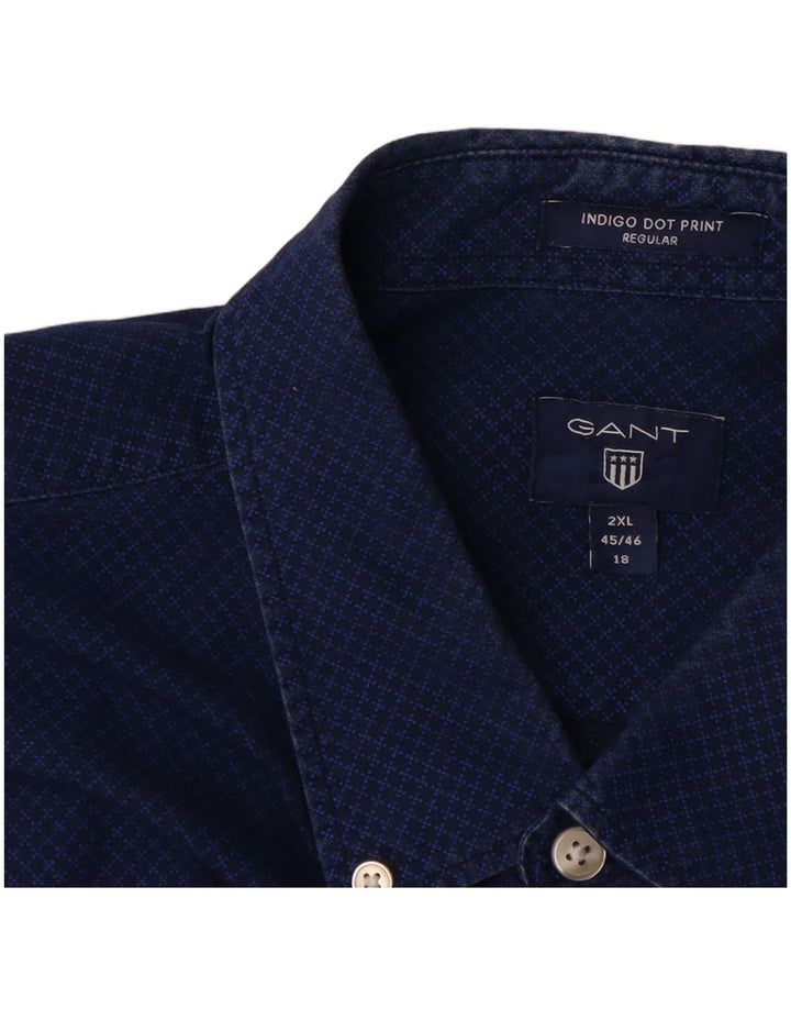 Ανδρικό πουκάμισο GANT Regular Fit Size 45/46 18 2XL Blue Geometric Cotton