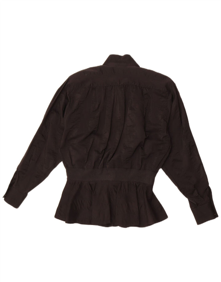 Vintage γυναικείο πουκάμισο μπλούζα UK 18 XL Μαύρο Acetate