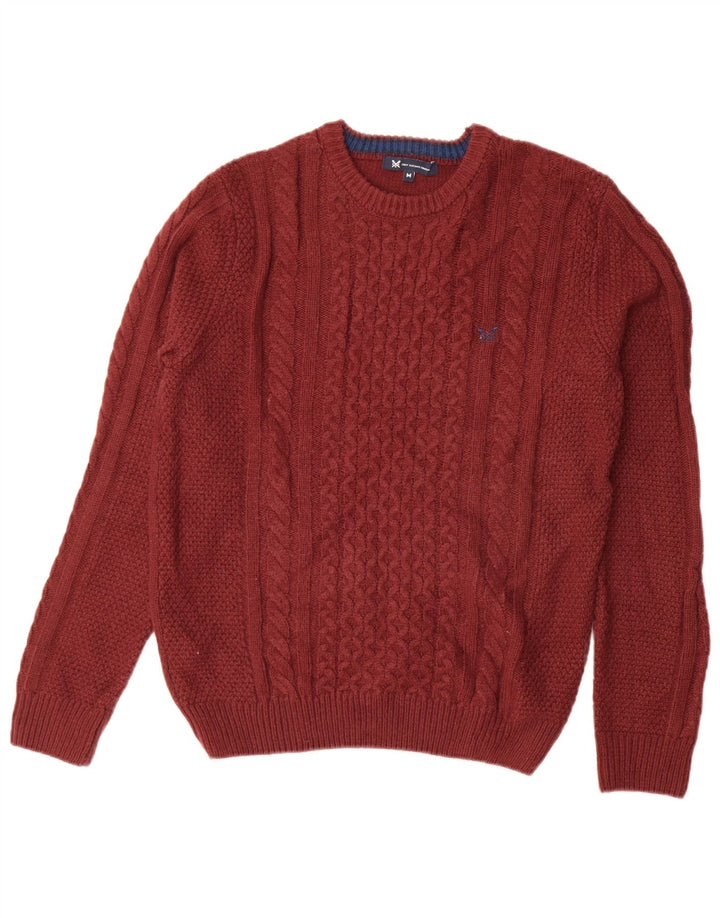Ανδρικό πουλόβερ με λαιμόκοψη Crew Clothing Medium Maroon Ακρυλικό