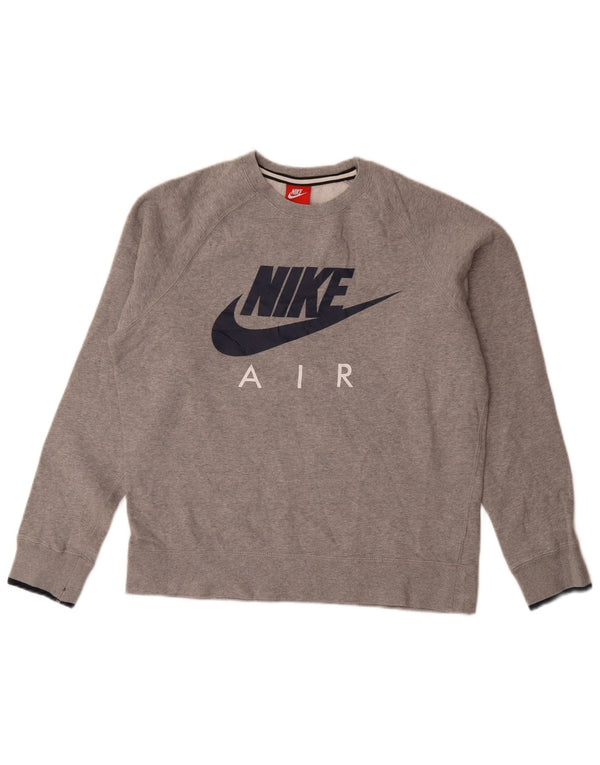 Ανδρικό γραφικό φούτερ Nike, βαμβακερό μεσαίο γκρι