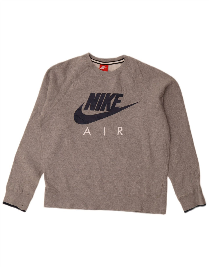 Ανδρικό γραφικό φούτερ Nike, βαμβακερό μεσαίο γκρι