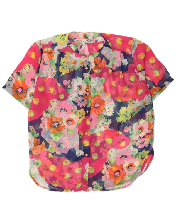 ACCORDO Womens Short Sleeve Shirt Blouse UK 20 2XL Multicoloured Floral