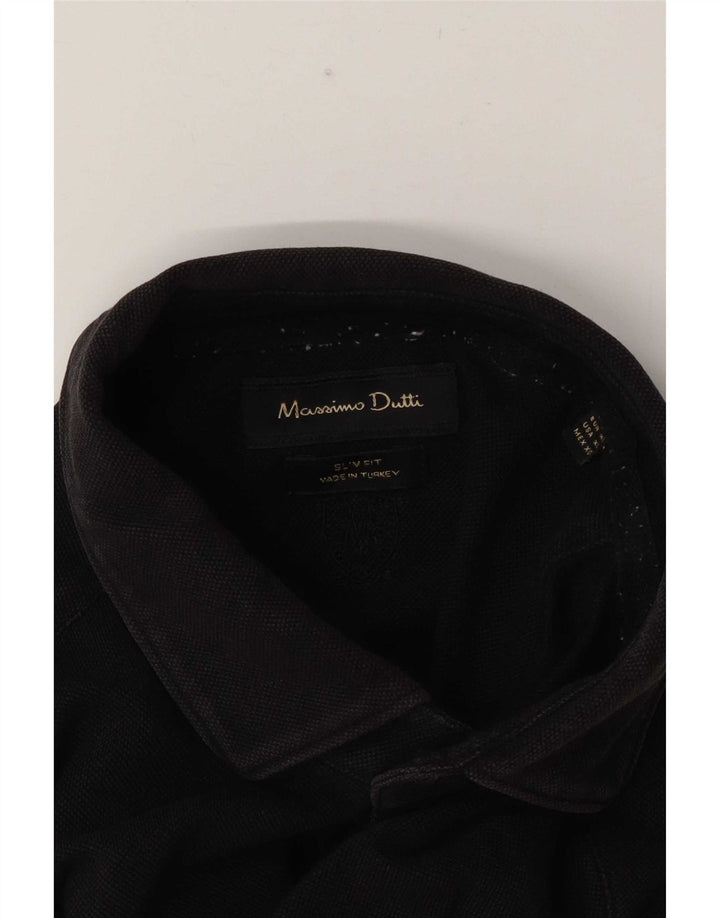 Ανδρικό πουκάμισο Massimo Dutti Slim Fit XL Μαύρο