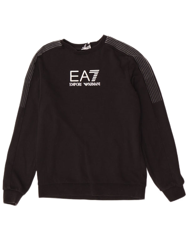 Emporio Armani Boys Graphic Φούτερ Jumper 13-14 Years Black Sports