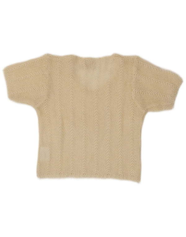 Γυναικείο πουλόβερ Vintage Crop Boat Neck Jumper UK 12 Medium Beige