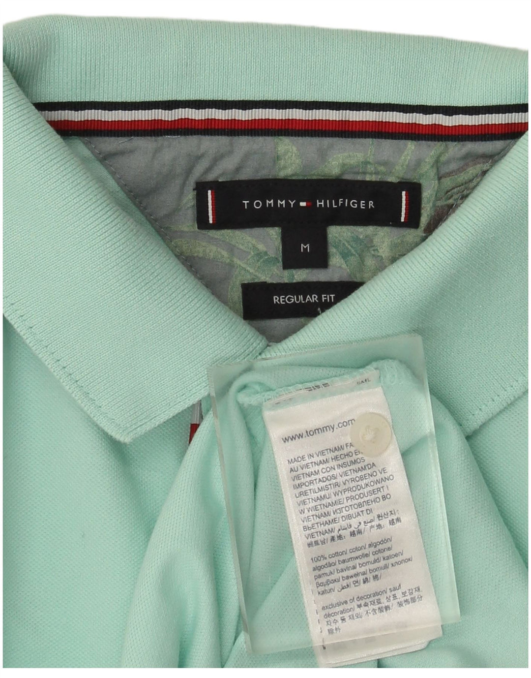Ανδρικό μπλουζάκι πόλο με κανονική εφαρμογή Tommy Hilfiger, Βαμβακερό από μεσαίο τιρκουάζ