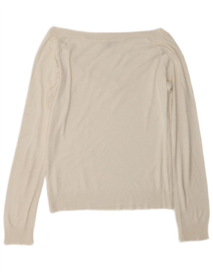 Massimo Dutti Γυναικείο πουλόβερ με λαιμόκοψη με V λαιμόκοψη UK 12 Medium Off White