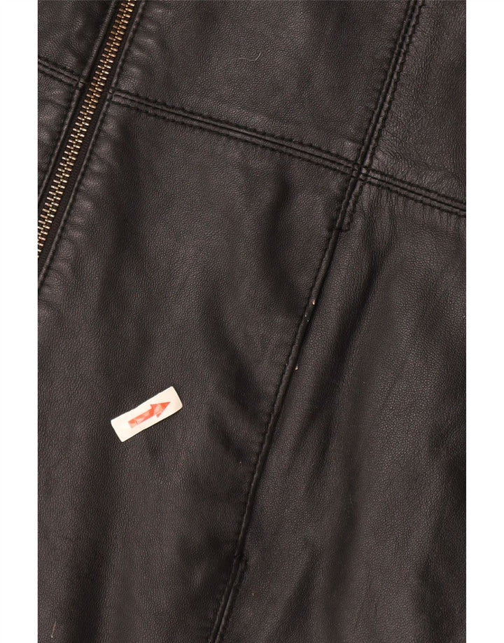 Tommy Hilfiger Γυναικείο Δερμάτινο Παλτό UK 16 Large Μαύρο Δερμάτινο