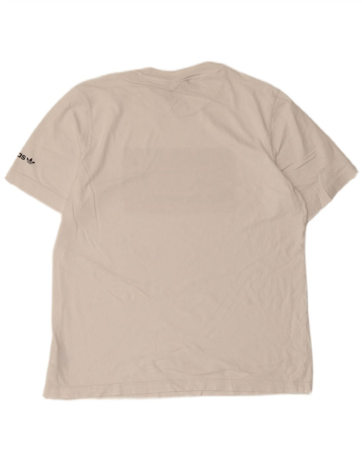 Ανδρικό γραφικό T-Shirt Adidas Top από μεσαίο λευκό βαμβακερό