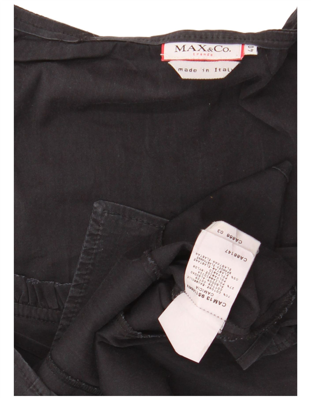 MAX & CO. Γυναικείο πουκάμισο με βολάν μπροστά Crop Μπλούζα IT 40 Small Black Βαμβακερό