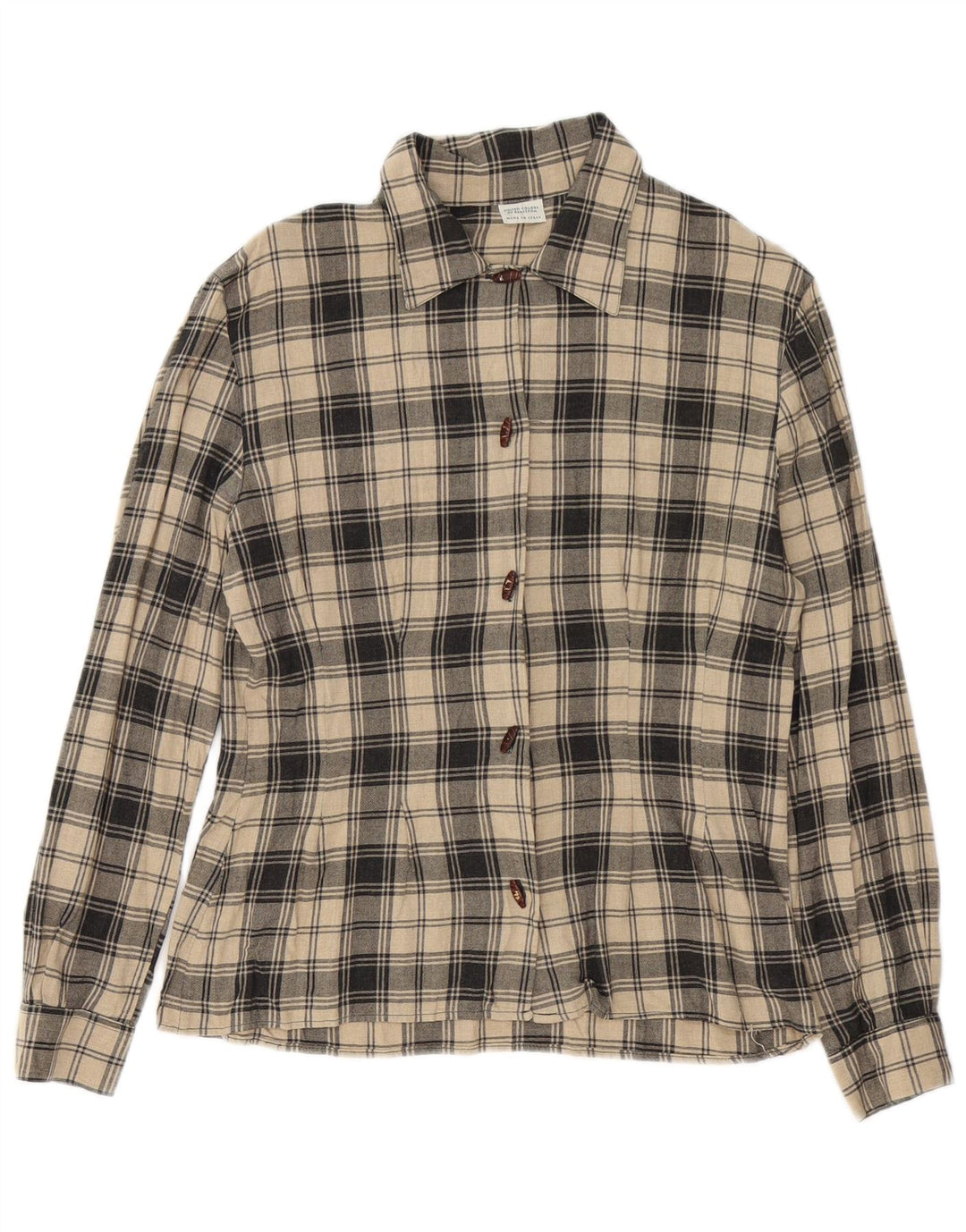 Γυναικείο πουκάμισο Benetton IT 44 Medium Beige καρό βισκόζη