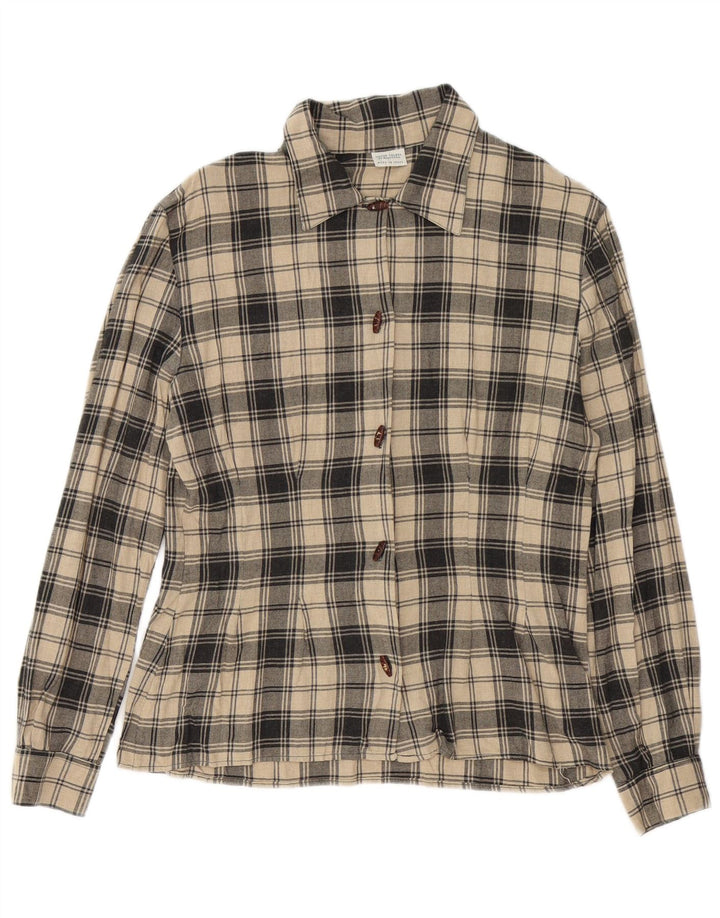 Γυναικείο πουκάμισο Benetton IT 44 Medium Beige καρό βισκόζη