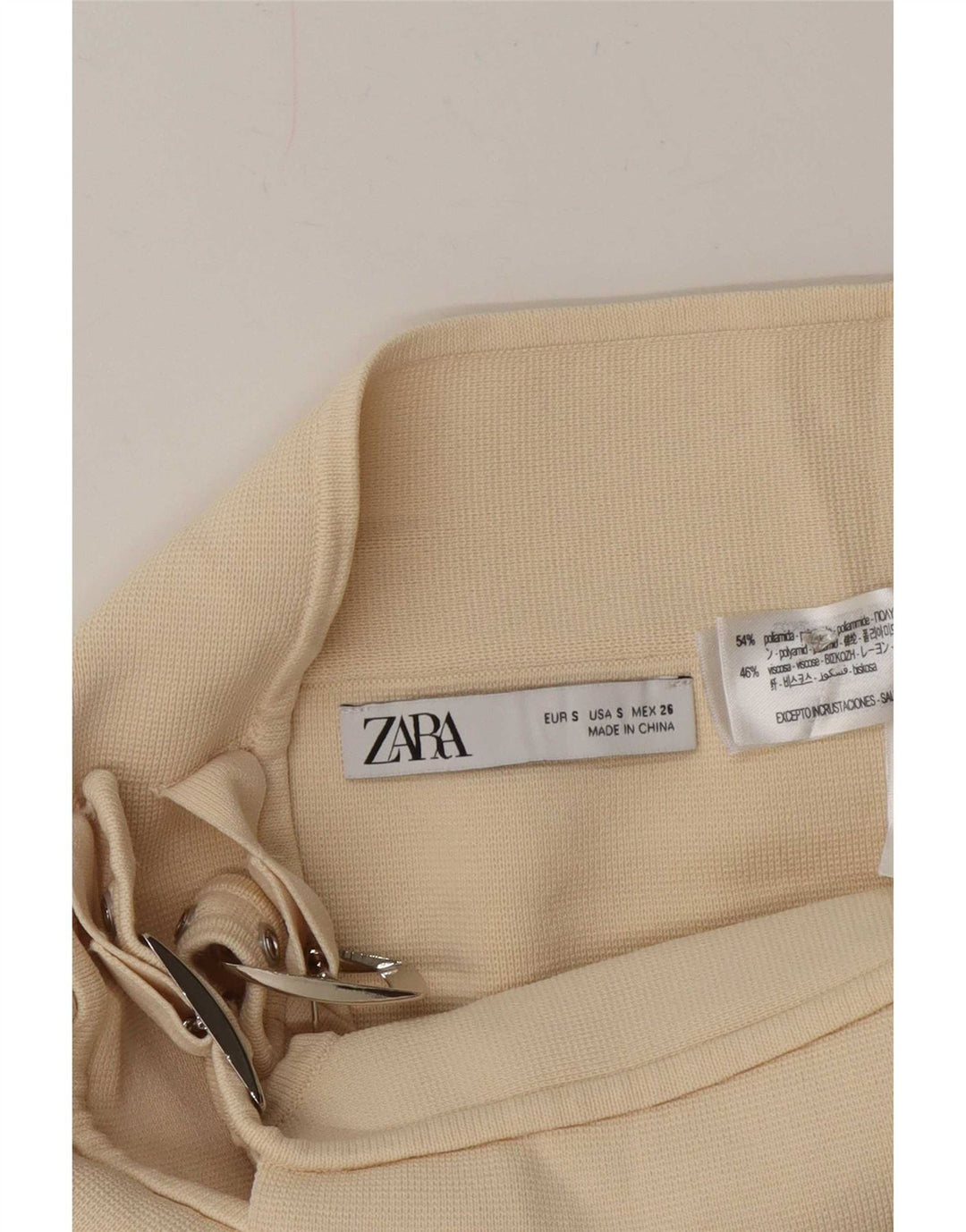 Zara Γυναικεία Mini Wrap Φούστα Small W26 Off White Polyamide