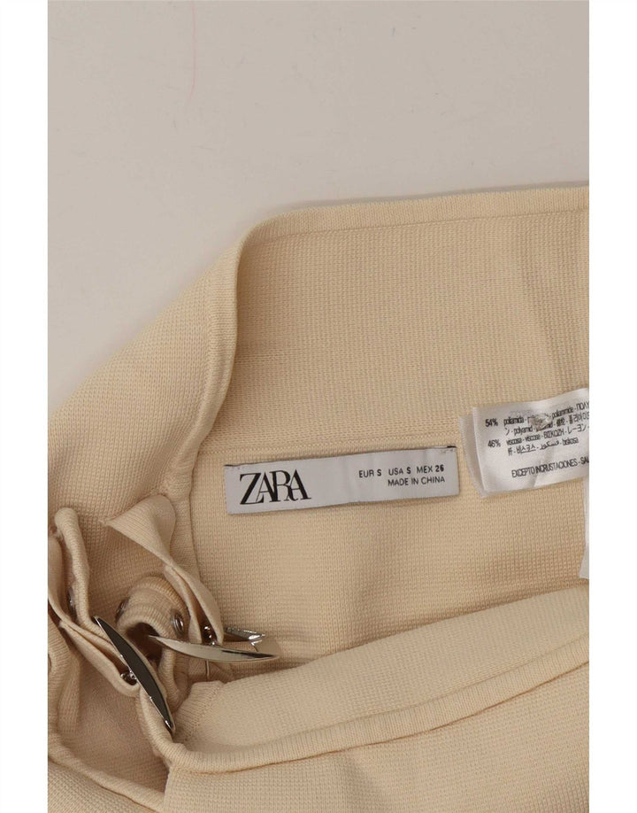 Zara Γυναικεία Mini Wrap Φούστα Small W26 Off White Polyamide