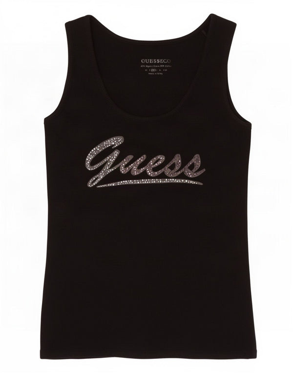 Γυναικείο γραφικό γιλέκο Guess UK 12 μεσαίο μαύρο βαμβακερό