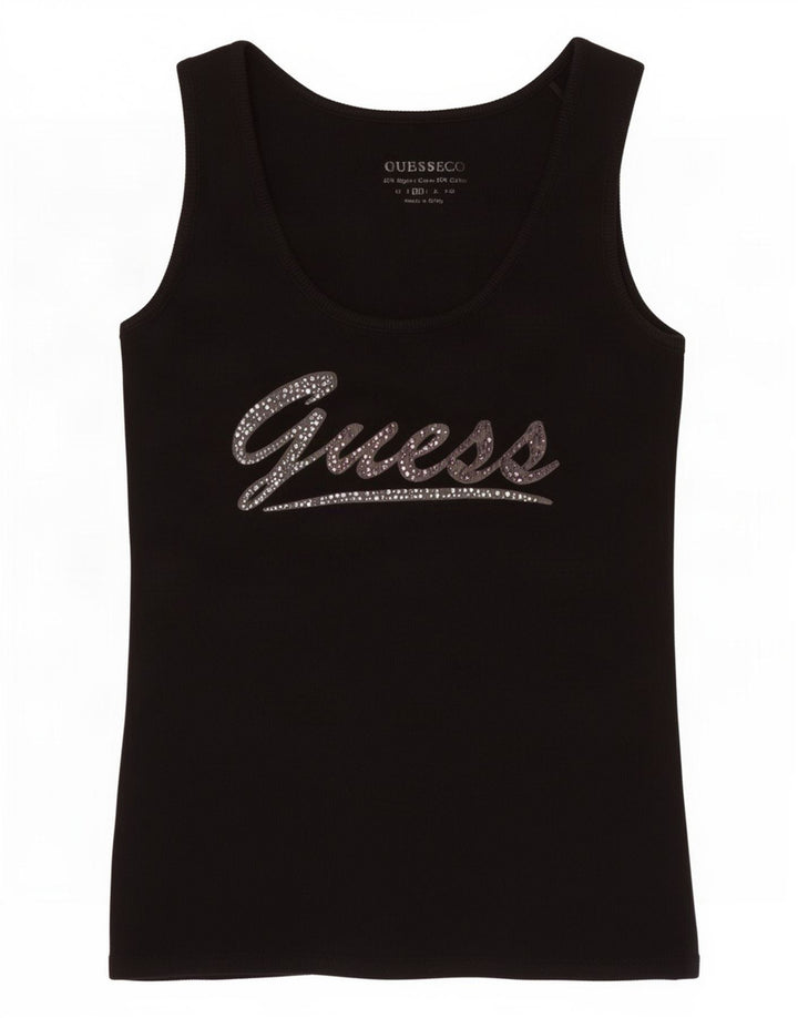 Γυναικείο γραφικό γιλέκο Guess UK 12 μεσαίο μαύρο βαμβακερό